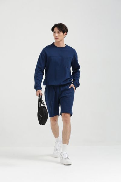 Áo Sweater Nam Vải Gân Chéo Thêu Typo Túi MSW 1017