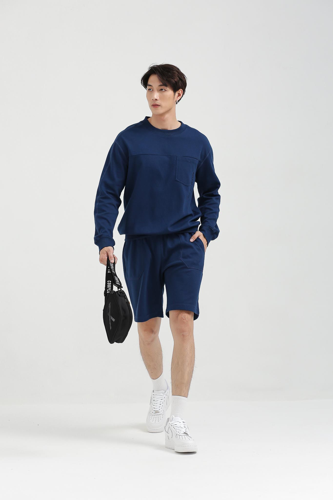 Áo Sweater Nam Vải Gân Chéo Thêu Typo Túi MSW 1017 -