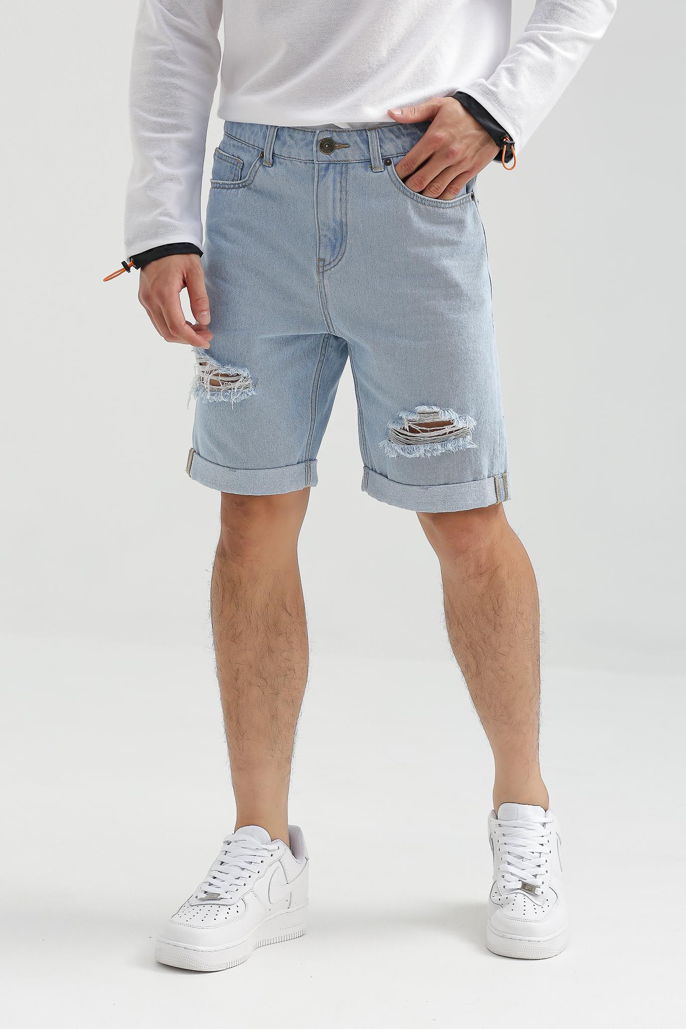 Quần Short Jeans Nam Slim Fit Rách MSR 1021 -