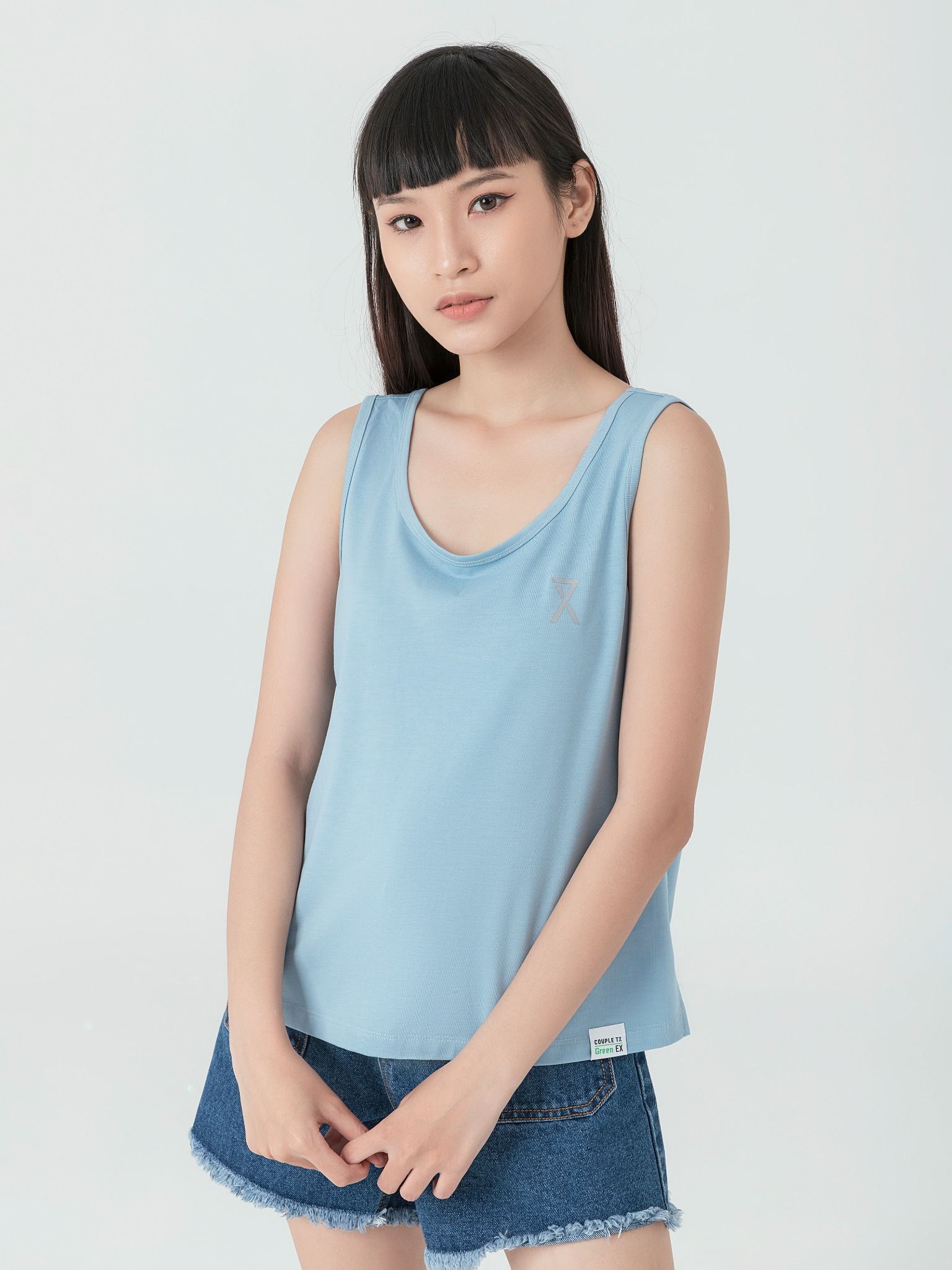 Áo thun Nữ Cộc tay Tanktop Vải Airy  Thêu logo WTS 2162
