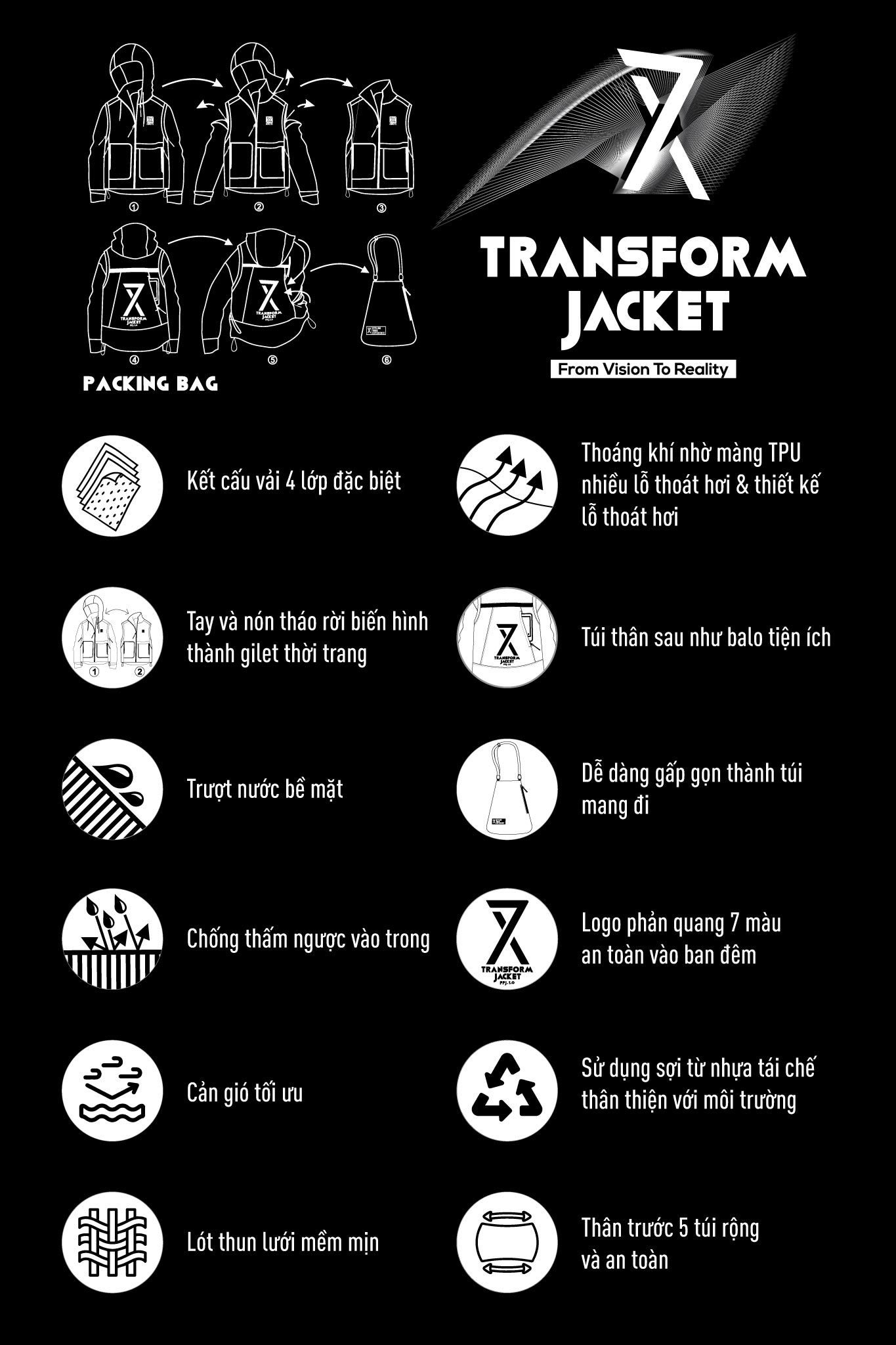 Áo Khoác Trượt Nước Nữ 12in1 Transform Jacket WOP 2020 -