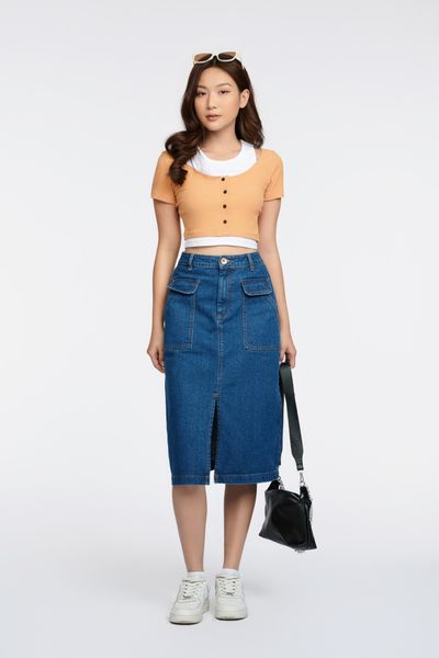 Áo Thun Nữ Vải Gân Kiểu Phối 2 Layer WTS 2255