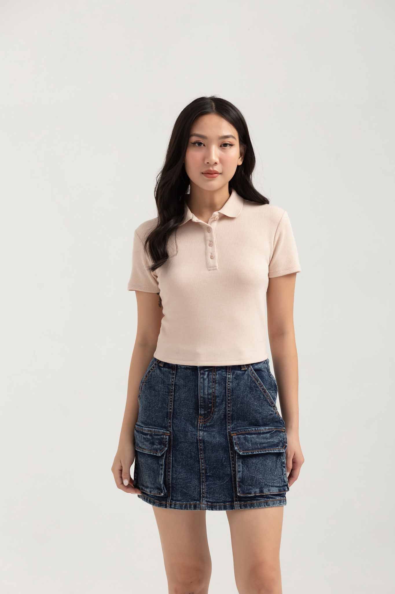 Áo Thun Polo Nữ Kiểu Croptop Ngắn Tay WTS 2237 -