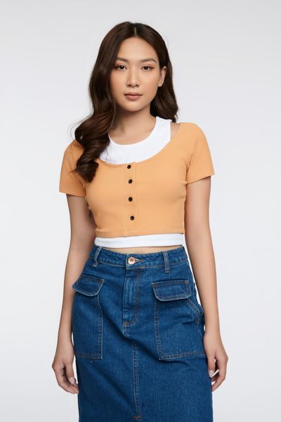 Áo Thun Nữ Vải Gân Kiểu Phối 2 Layer WTS 2255