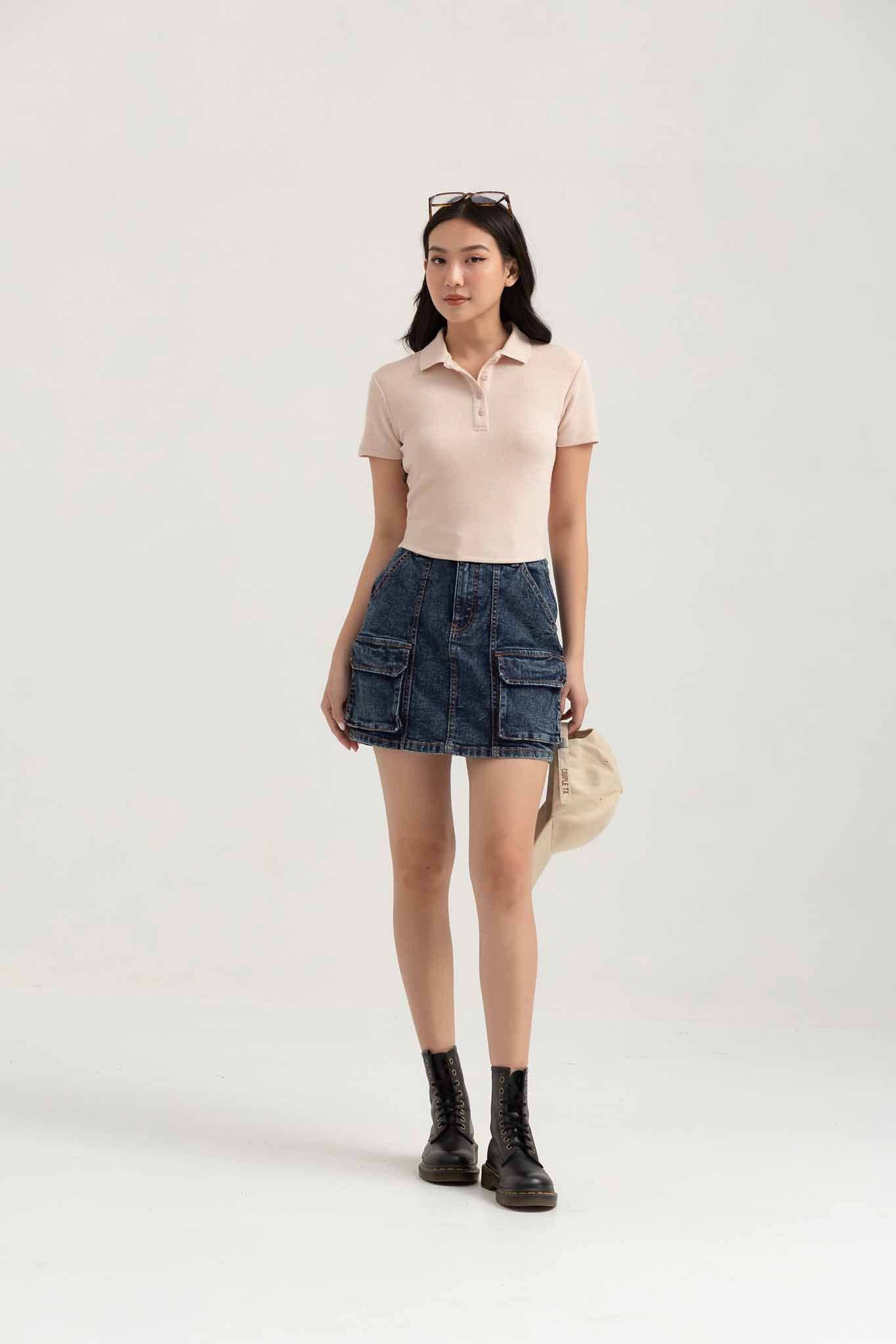 Áo Thun Polo Nữ Kiểu Croptop Ngắn Tay WTS 2237 -