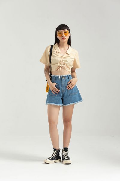 Áo Kiểu Nữ Rút Dây Cổ Sơ Mi WBL 2019