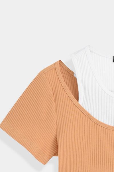 Áo Thun Nữ Vải Gân Kiểu Phối 2 Layer WTS 2255