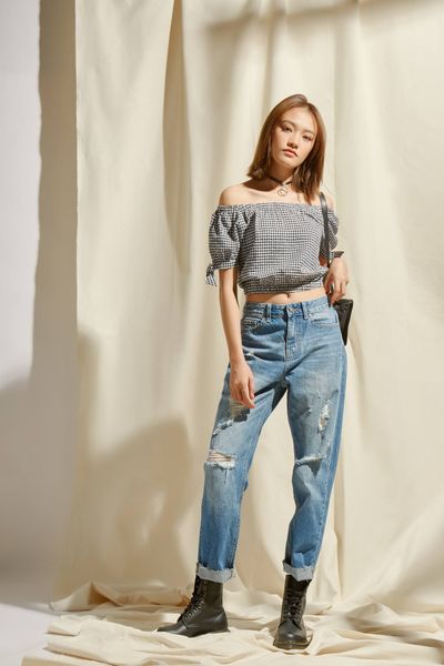 Áo Kiểu Nữ Croptop Trễ Vai WSH 4014