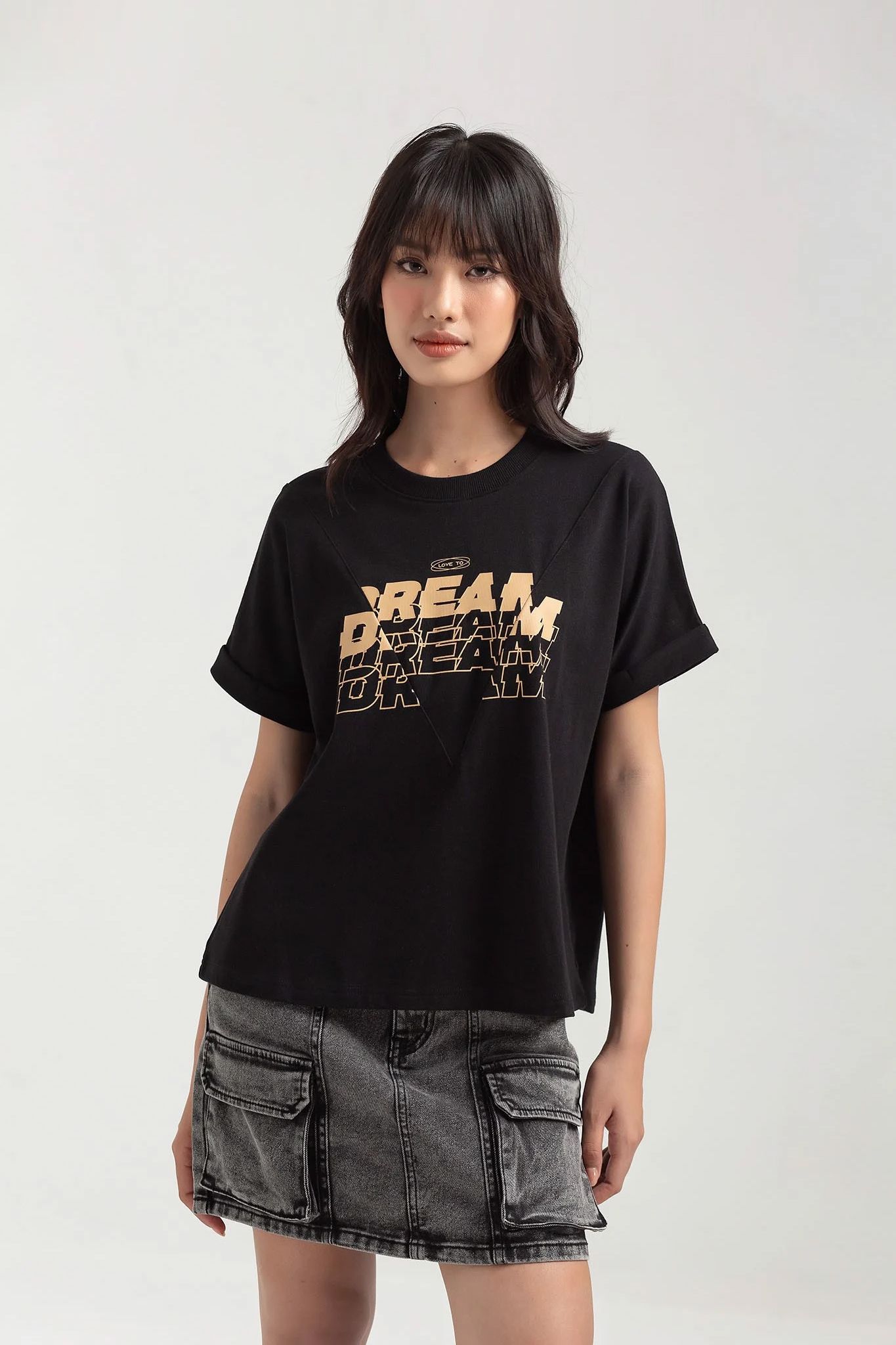 Áo Thun Nữ Kiểu Rã Phối In Love To Dream WTS 2226 -