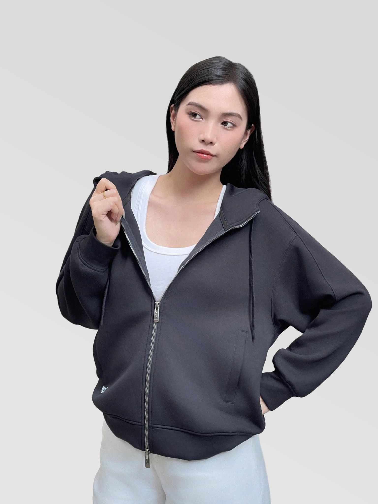 Áo Khoác Nữ Thun Airlayer Double Zip Original Logo WOK 2059