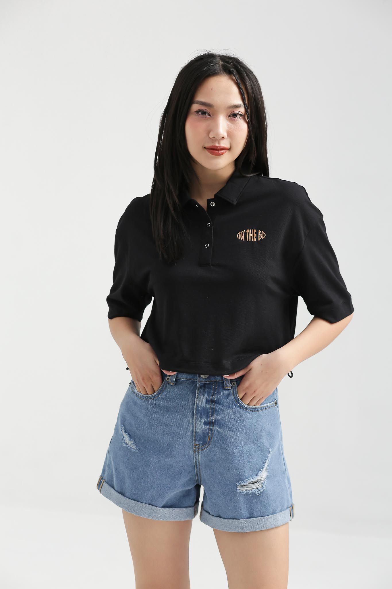 Áo Polo Nữ Relax Fit Phối Dây Rút Lai WTS 2209 -