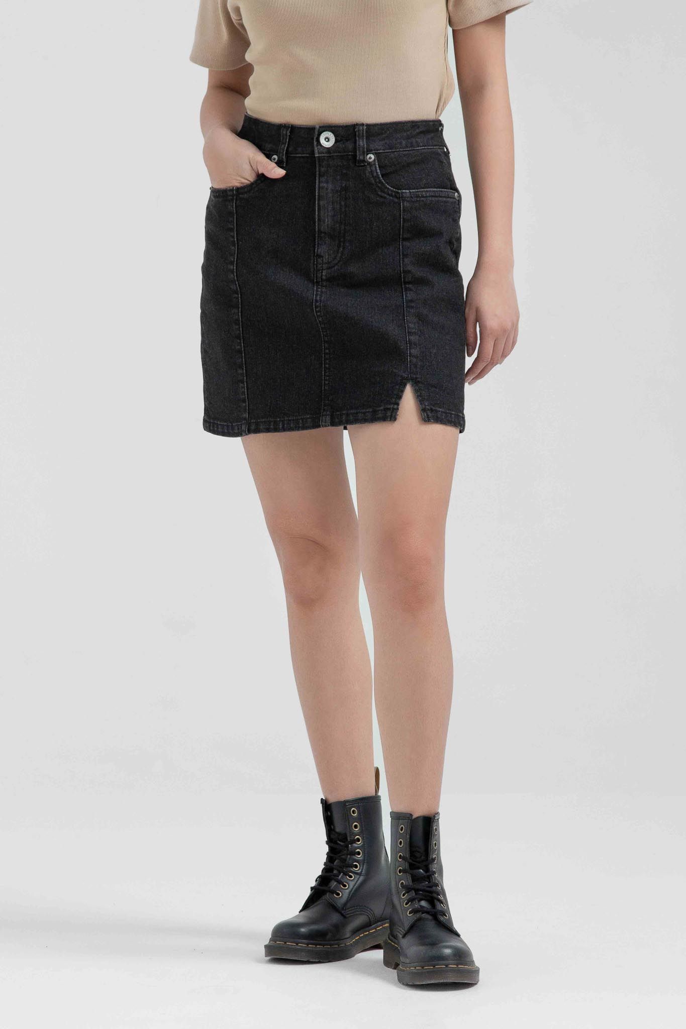Váy Nữ Jeans Mini Xẻ Lai WSK 2015 -