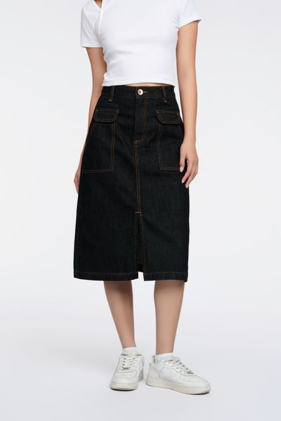 Váy Nữ Midi Jeans Diễu Chỉ Nổi WSK 2020