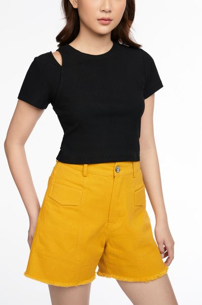 Áo Thun Nữ Gân Croptop Cutout Vai WTS 2227
