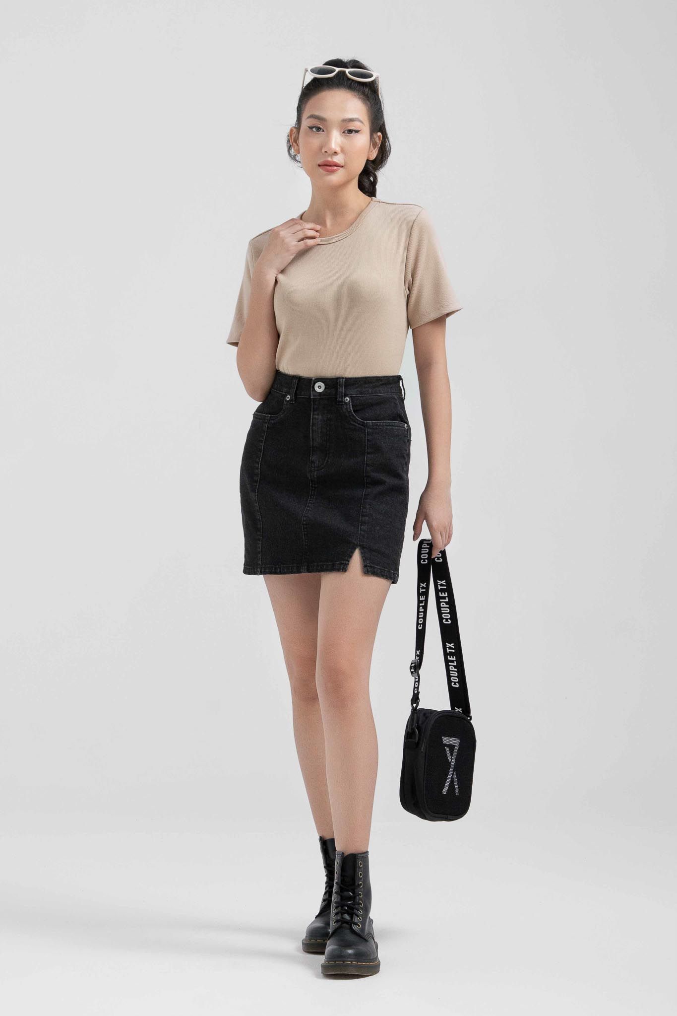 Váy Nữ Jeans Mini Xẻ Lai WSK 2015 -
