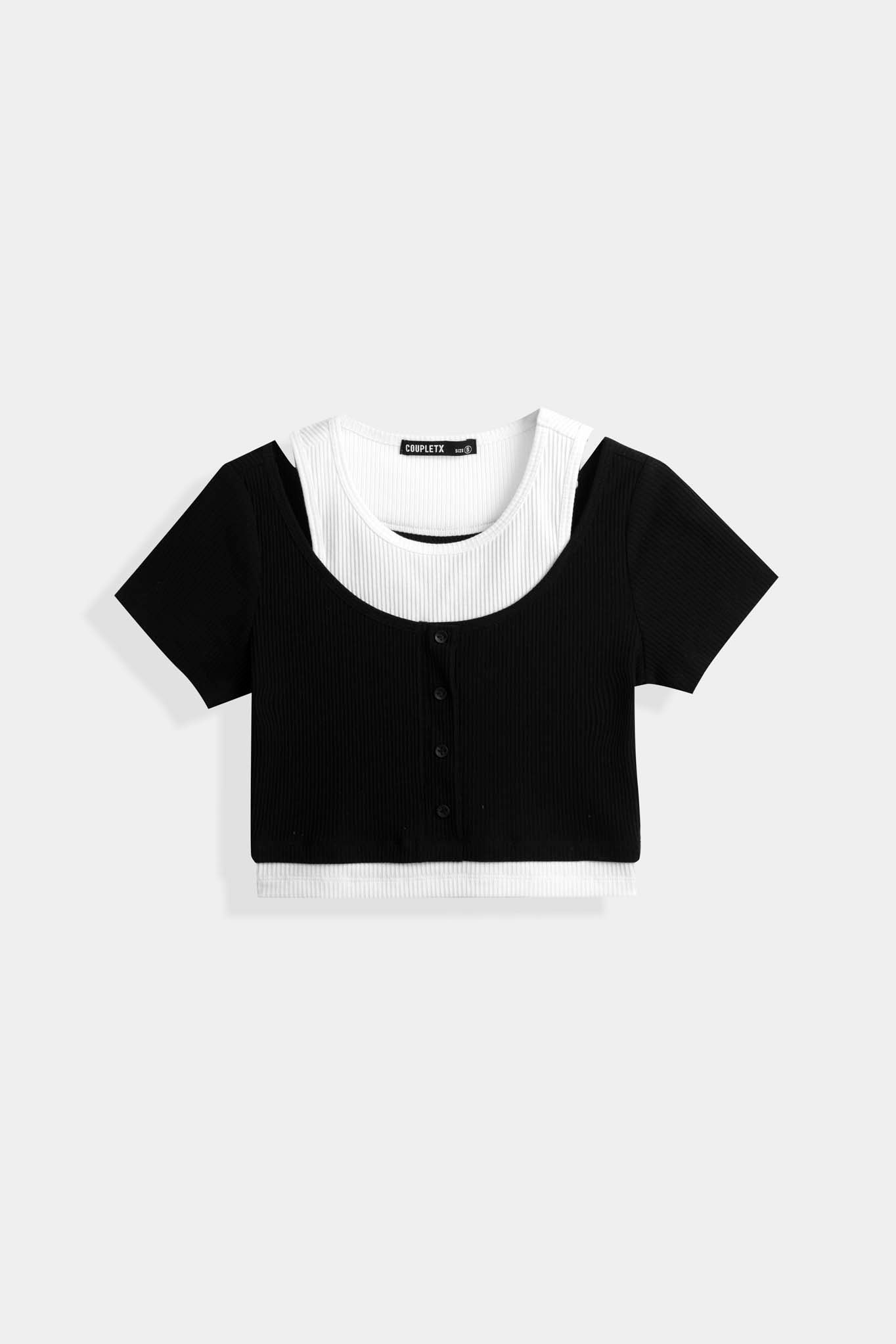 Áo Thun Nữ Vải Gân Kiểu Phối 2 Layer WTS 2255 -