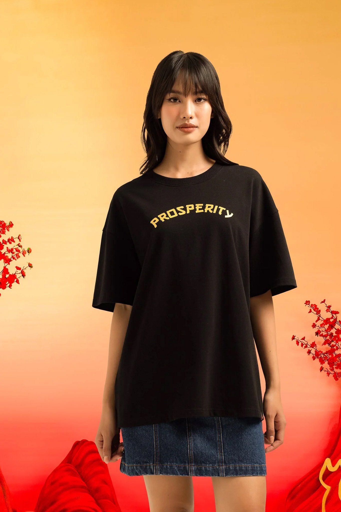 Áo Thun Nữ Oversize In Màu Mèo May Mắn Thân Sau WTS 2234 -