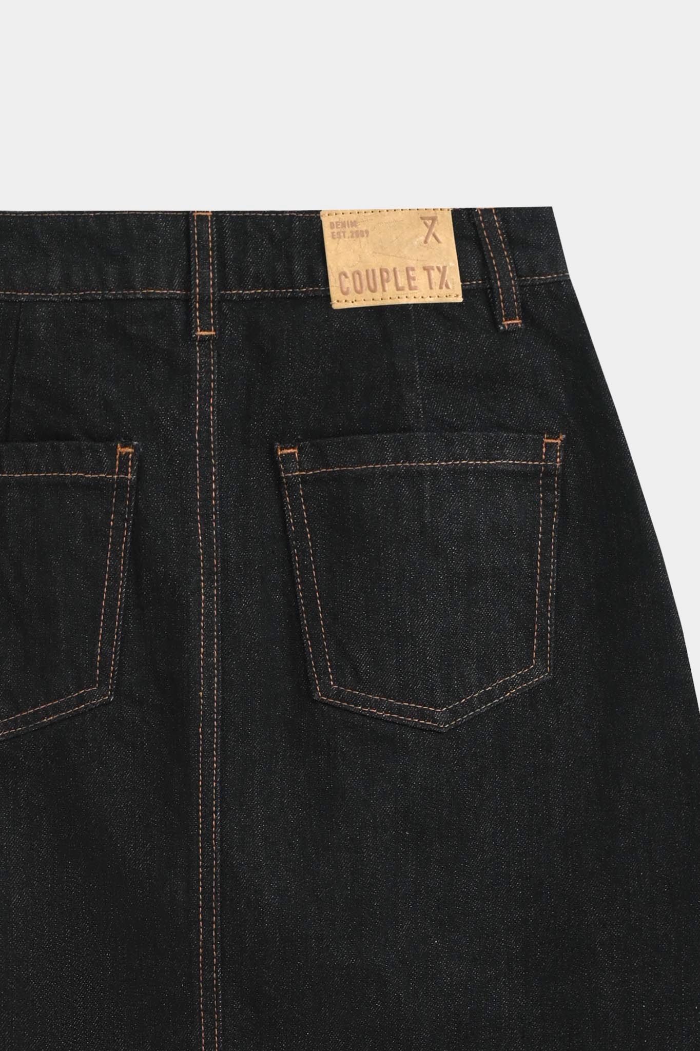 Váy Nữ Midi Jeans Diễu Chỉ Nổi WSK 2020 -