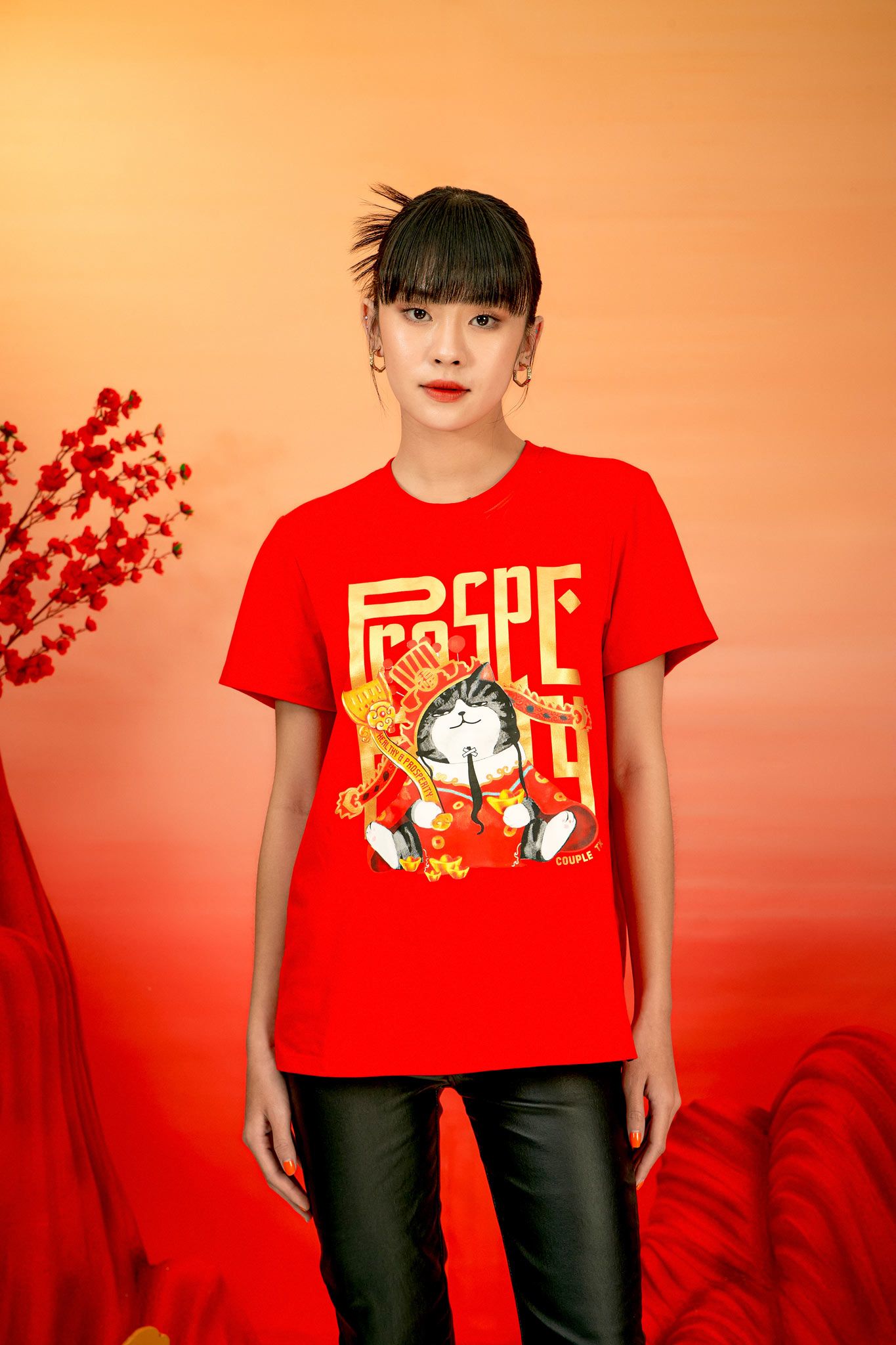 Áo Thun Nữ Regular Fit In Mèo Thần Tài WTS 2233 -