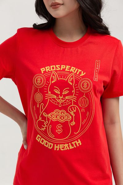 Áo Thun Nữ Regular In Nhũ Mèo May Mắn WTS 2232