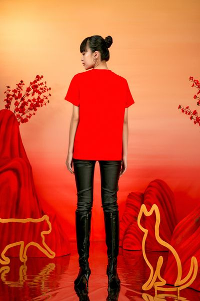 Áo Thun Nữ Regular Fit In Mèo Thần Tài WTS 2233