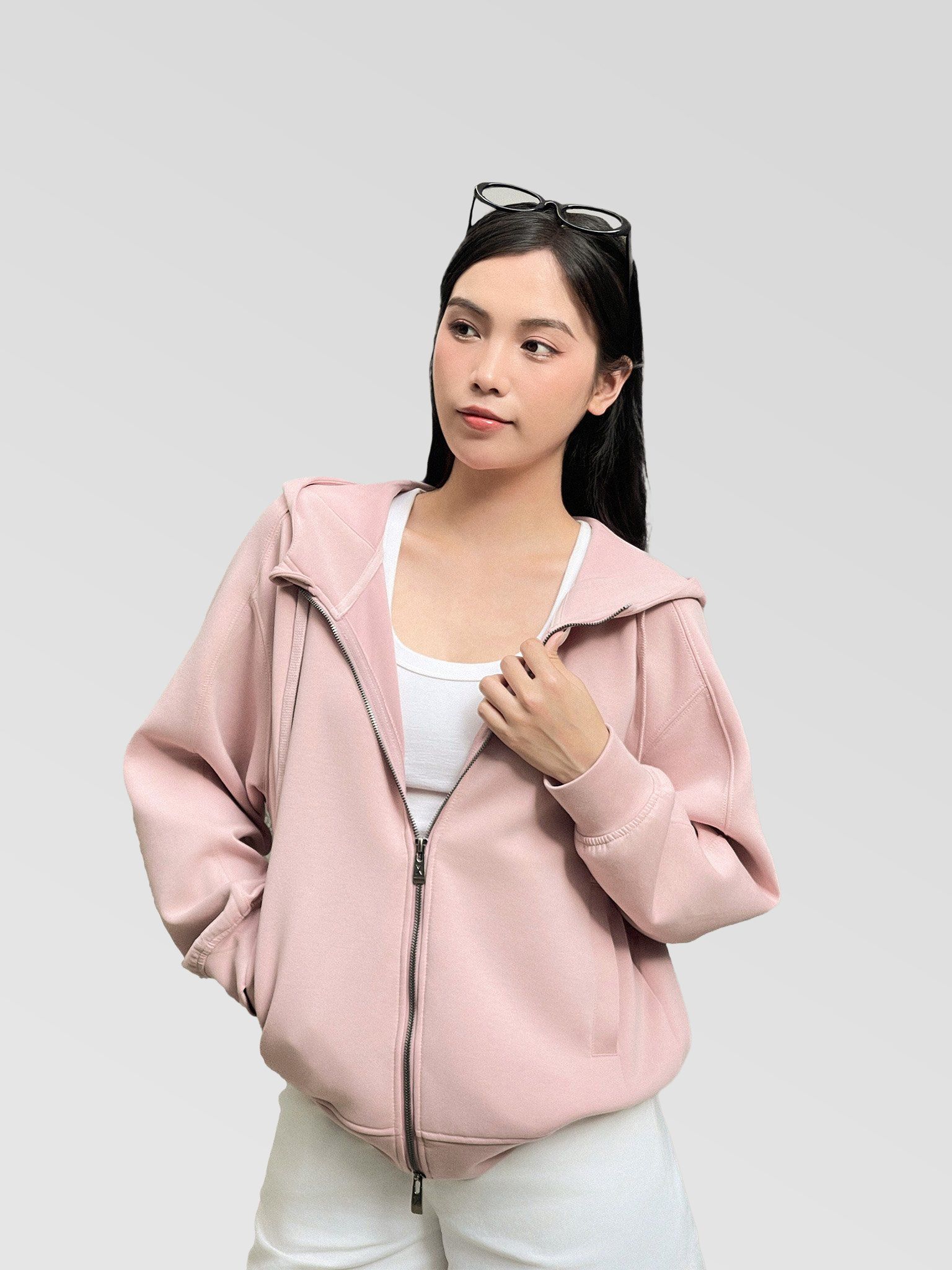 Áo Khoác Nữ Thun Airlayer Double Zip Original Logo WOK 2059