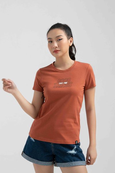 Áo Thun Nữ Slim Fit In Typo Good Things Take Time WTS 2221