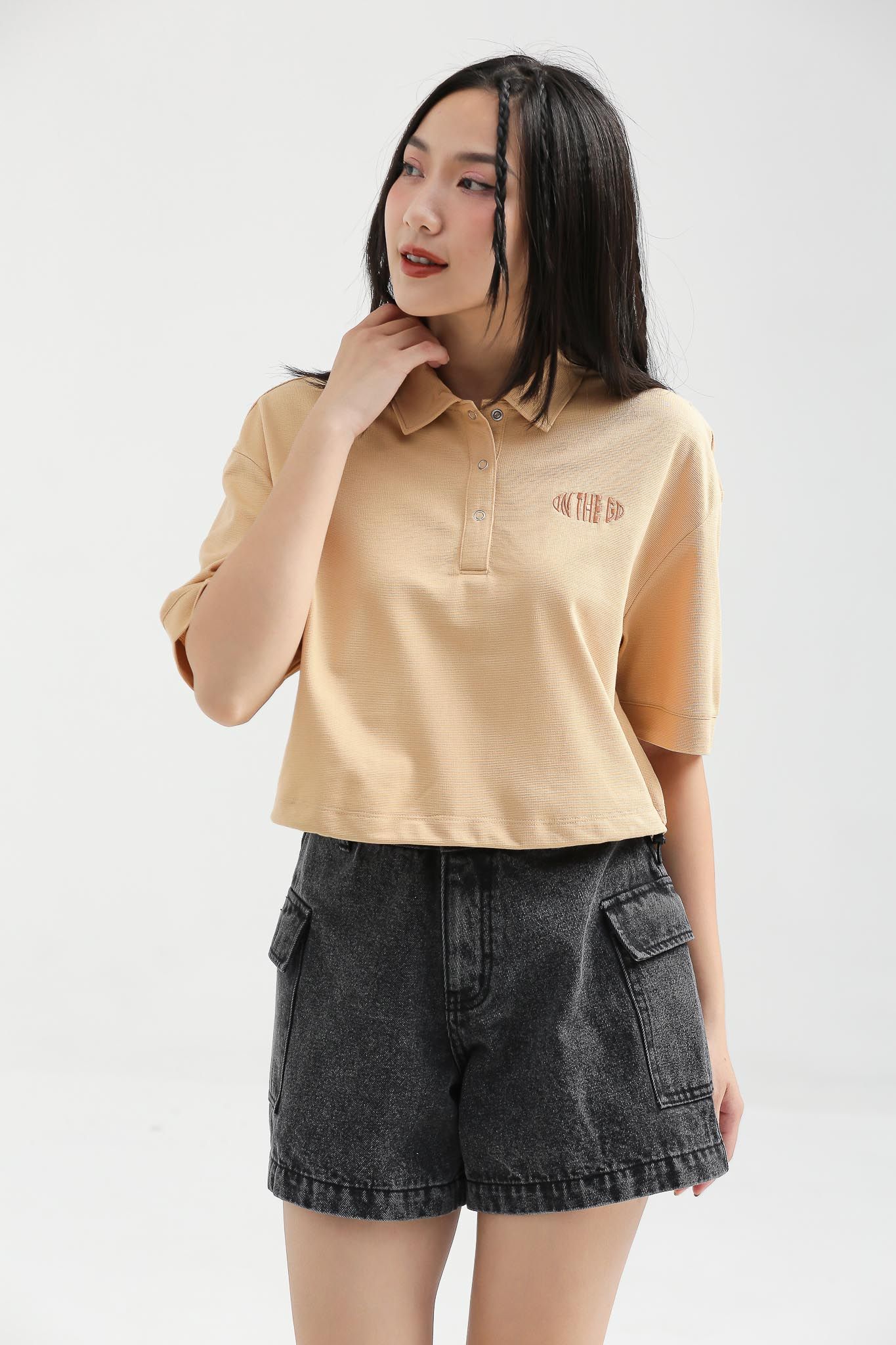 Áo Polo Nữ Relax Fit Phối Dây Rút Lai WTS 2209 -