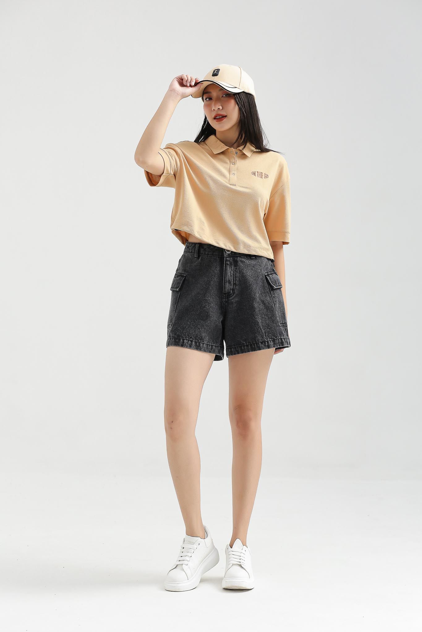 Áo Polo Nữ Relax Fit Phối Dây Rút Lai WTS 2209 -