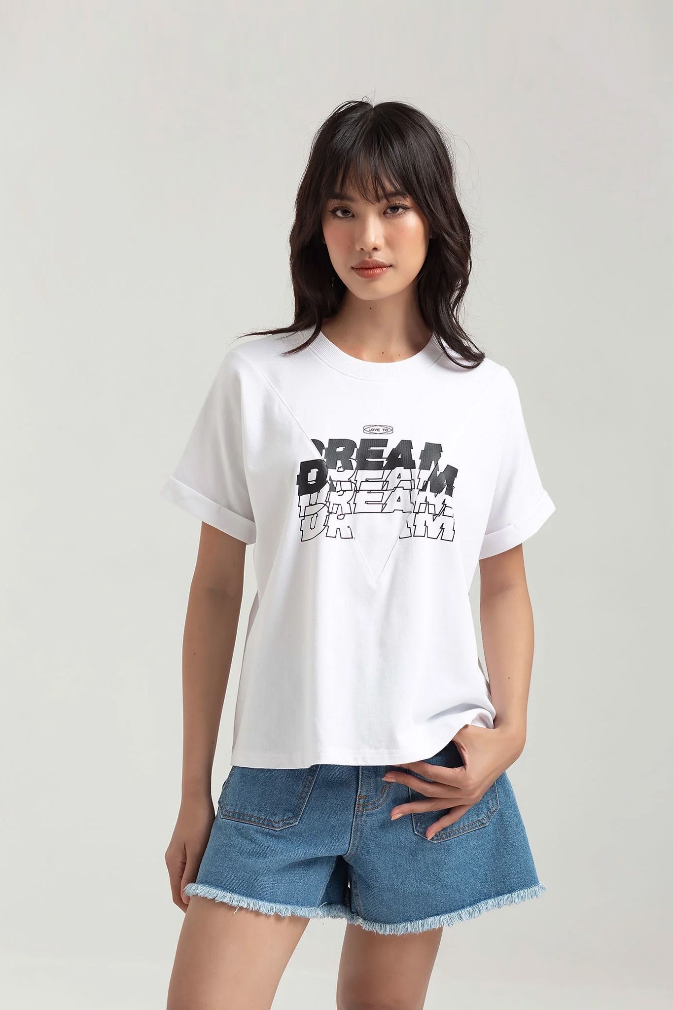 Áo Thun Nữ Kiểu Rã Phối In Love To Dream WTS 2226 -