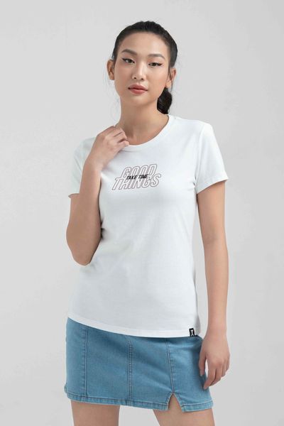 Áo Thun Nữ Slim Fit In Typo Good Things Take Time WTS 2221