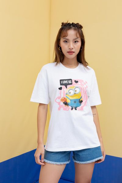 Áo Thun Nữ Relax Fit Minions In I Love Us WTS 2215