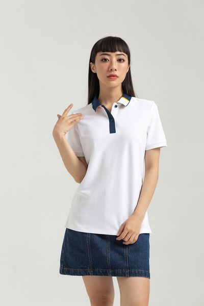 Áo Polo Nữ Pique Regular Fit Phối Trụ Bo Kiểu WPO 2023