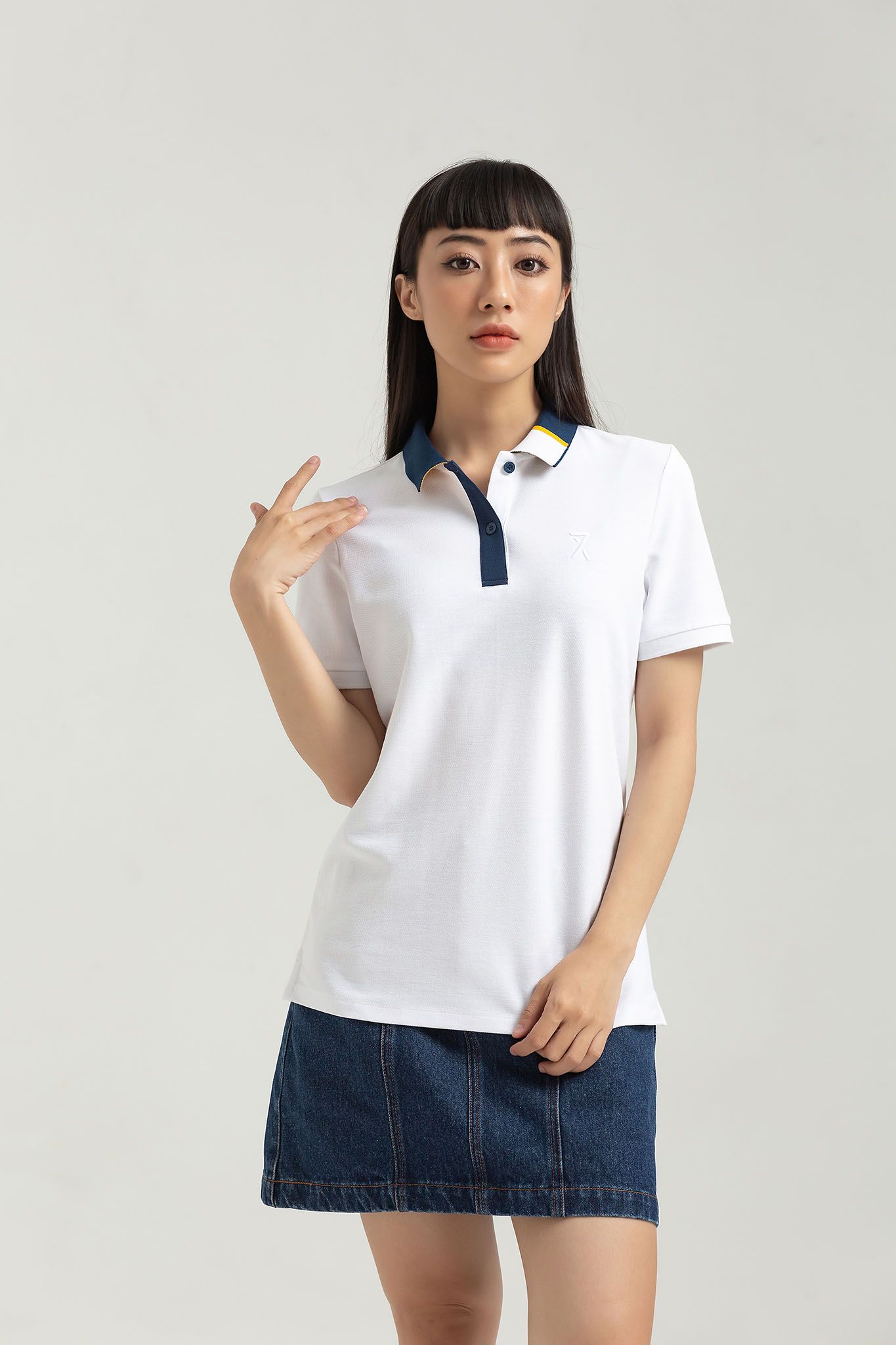 Áo Polo Nữ Pique Regular Fit Phối Trụ Bo Kiểu WPO 2023 -