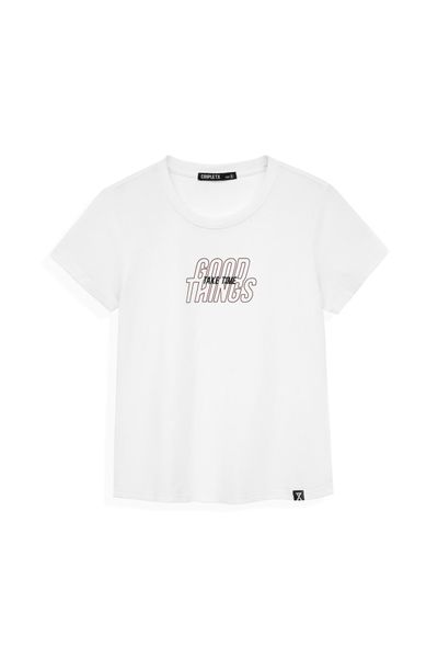 Áo Thun Nữ Slim Fit In Typo Good Things Take Time WTS 2221