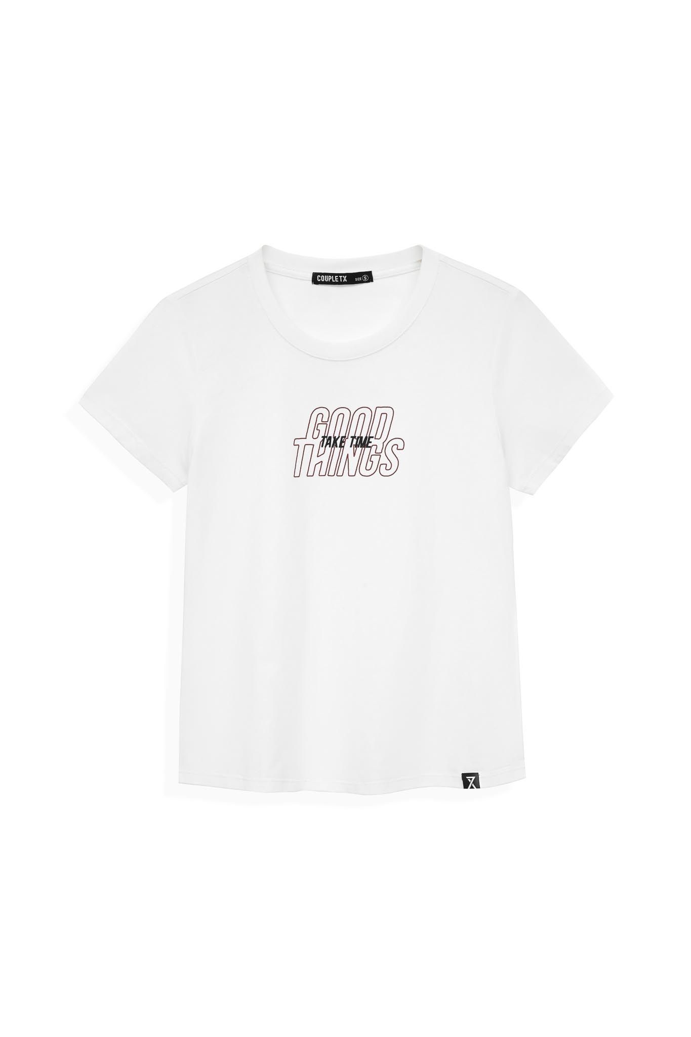 Áo Thun Nữ Slim Fit In Typo Good Things Take Time WTS 2221 -