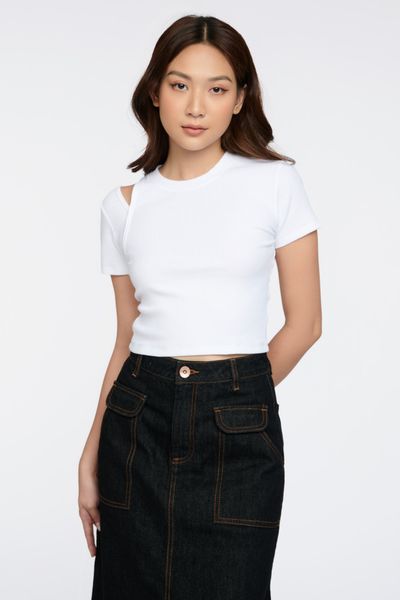 Áo Thun Nữ Gân Croptop Cutout Vai WTS 2227