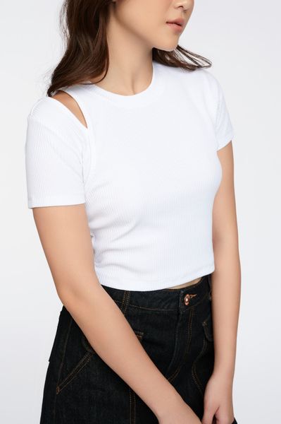Áo Thun Nữ Gân Croptop Cutout Vai WTS 2227