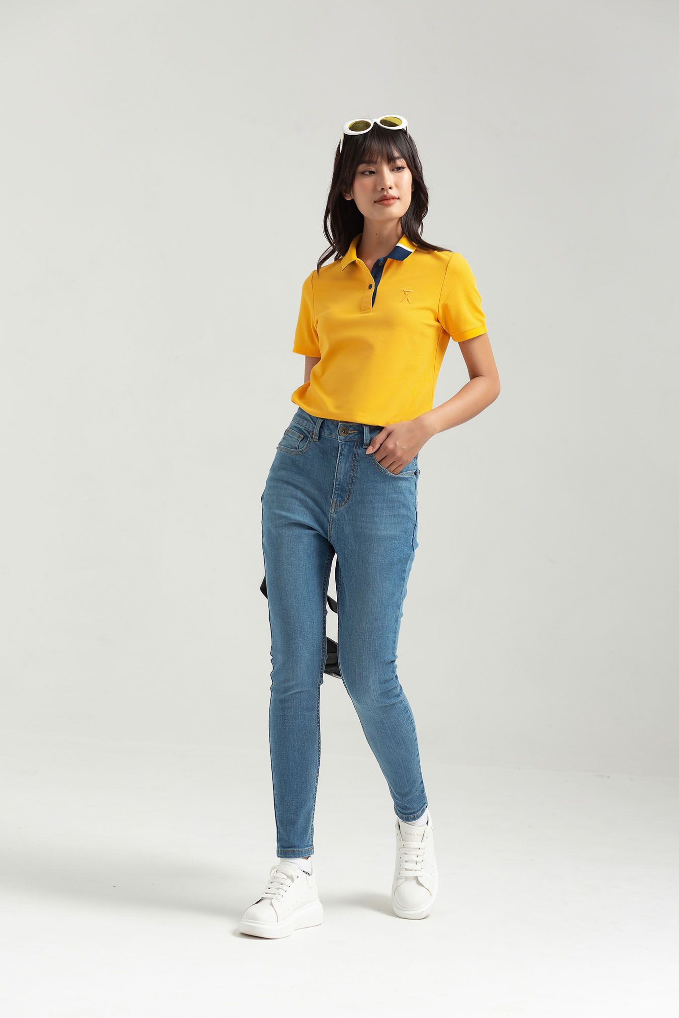 Áo Polo Nữ Pique Regular Fit Phối Trụ Bo Kiểu WPO 2023 -