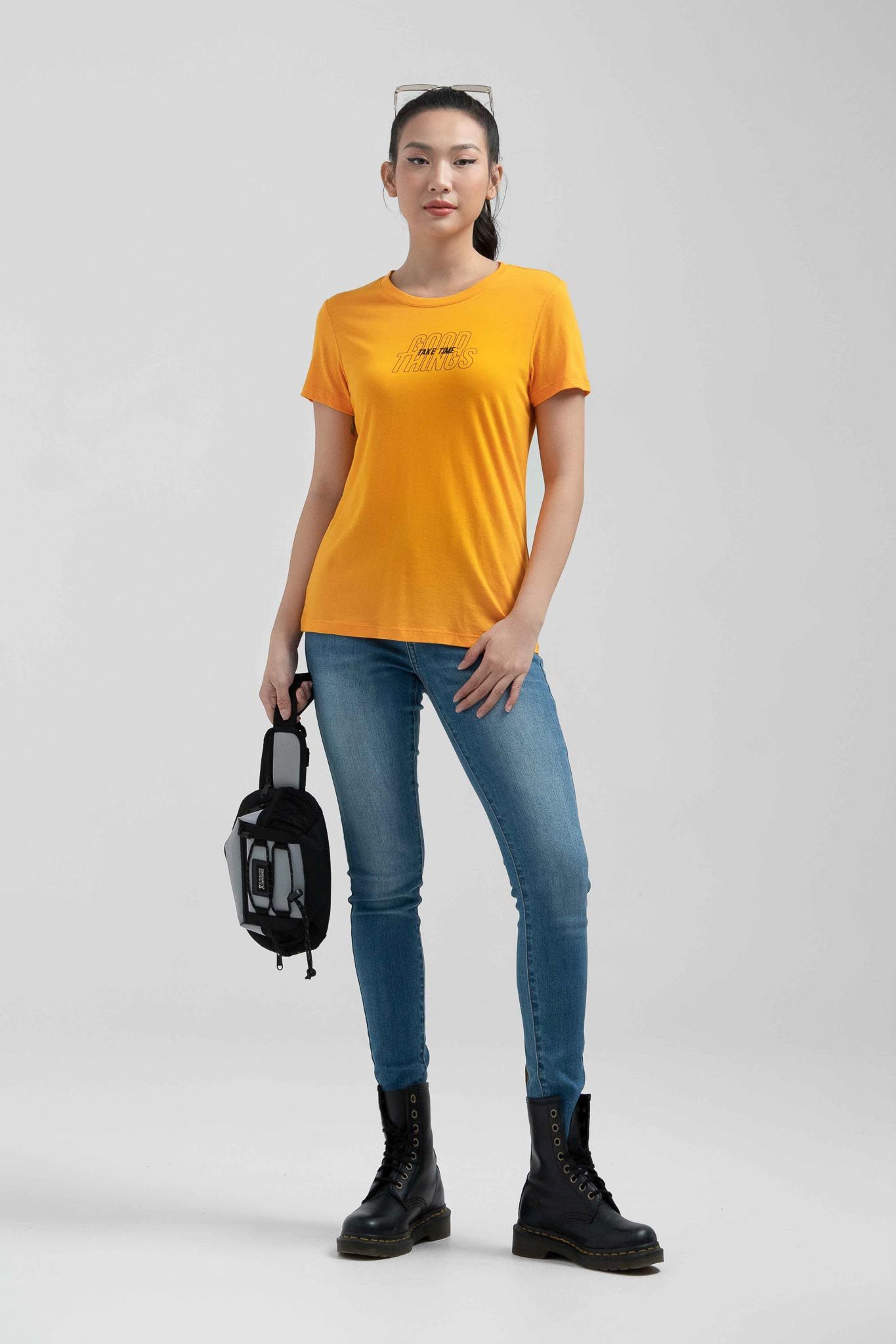 Áo Thun Nữ Slim Fit In Typo Good Things Take Time WTS 2221 -