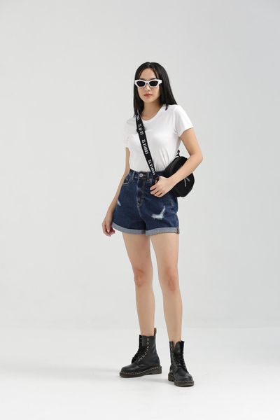 Quần Short Jeans Nữ Loose Fit Wash Rách WSR 2019