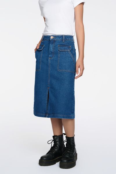 Váy Nữ Midi Jeans Diễu Chỉ Nổi WSK 2020