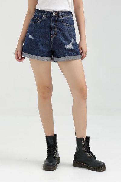 Quần Short Jeans Nữ Loose Fit Wash Rách WSR 2019
