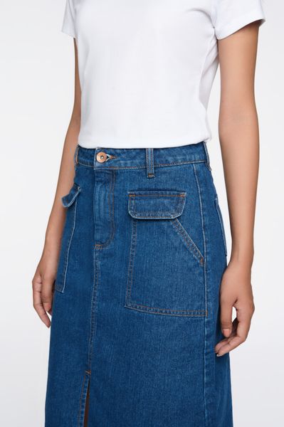 Váy Nữ Midi Jeans Diễu Chỉ Nổi WSK 2020