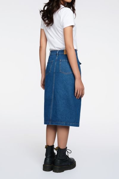 Váy Nữ Midi Jeans Diễu Chỉ Nổi WSK 2020