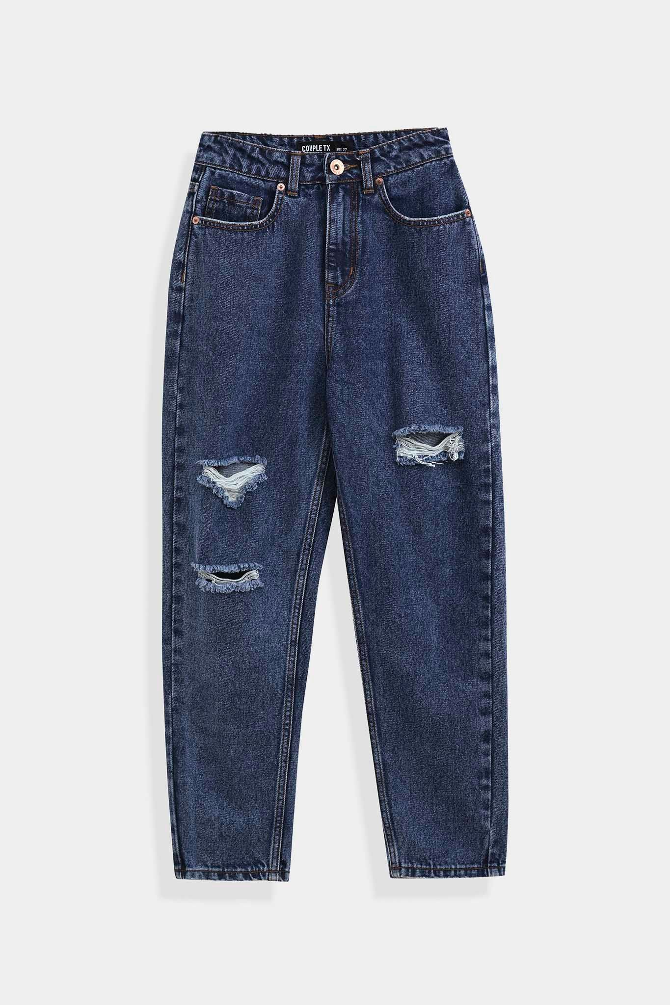Quần Jeans Nữ Mom Fit Wash Rách WJE 2015 -