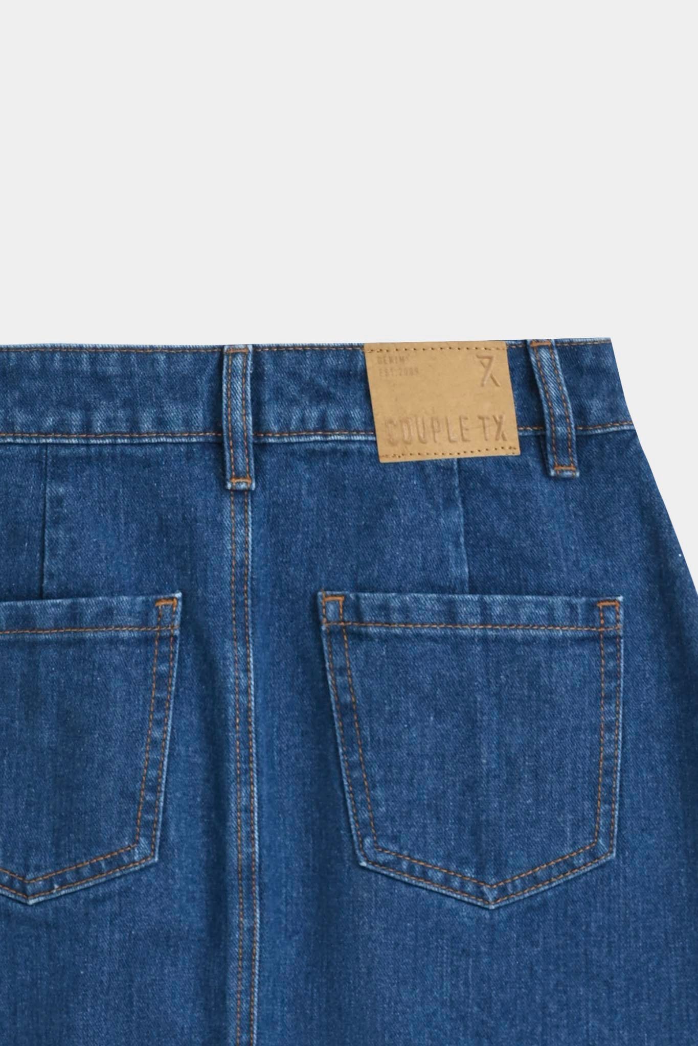 Váy Nữ Midi Jeans Diễu Chỉ Nổi WSK 2020 -