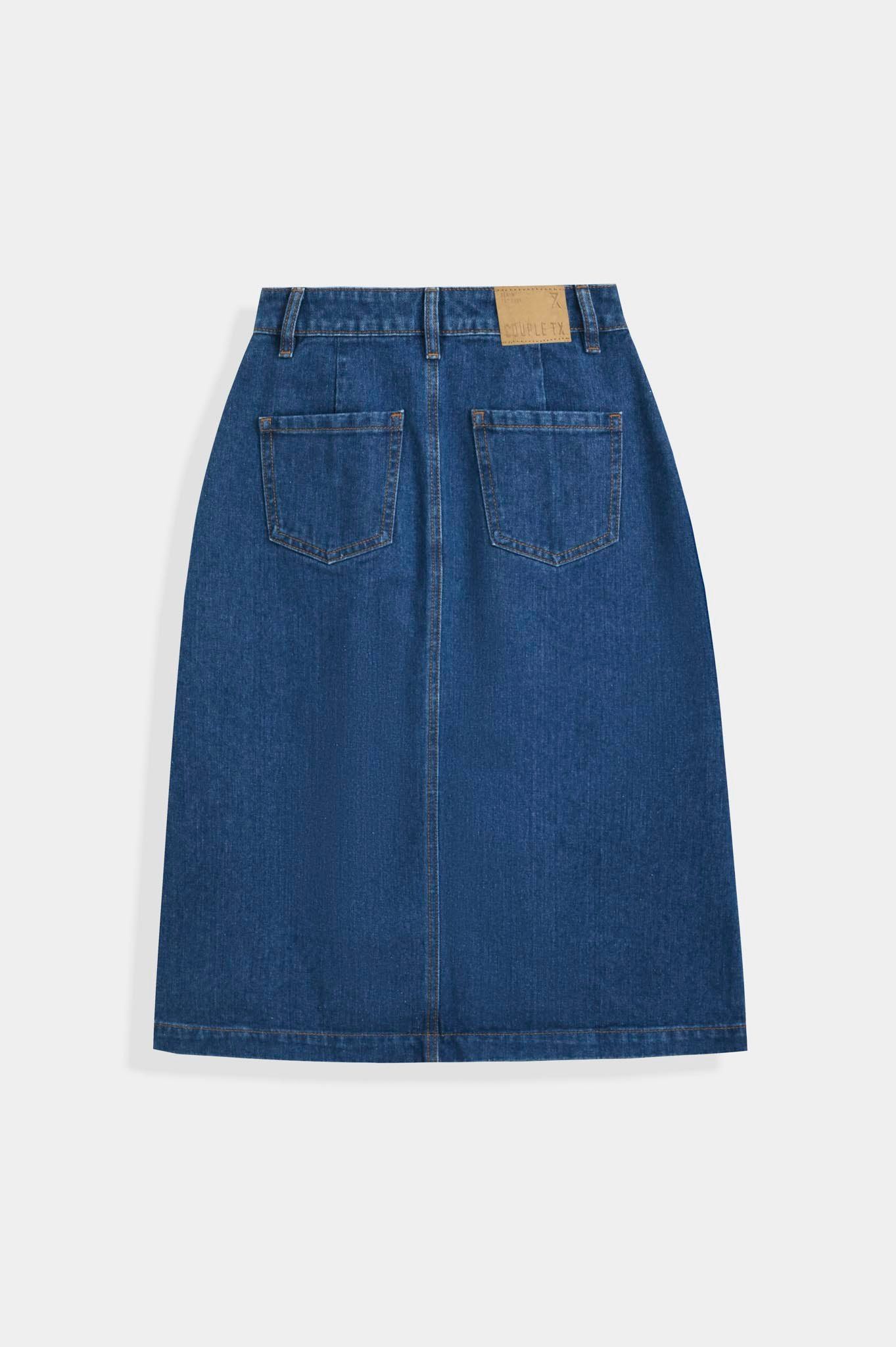 Váy Nữ Midi Jeans Diễu Chỉ Nổi WSK 2020 -