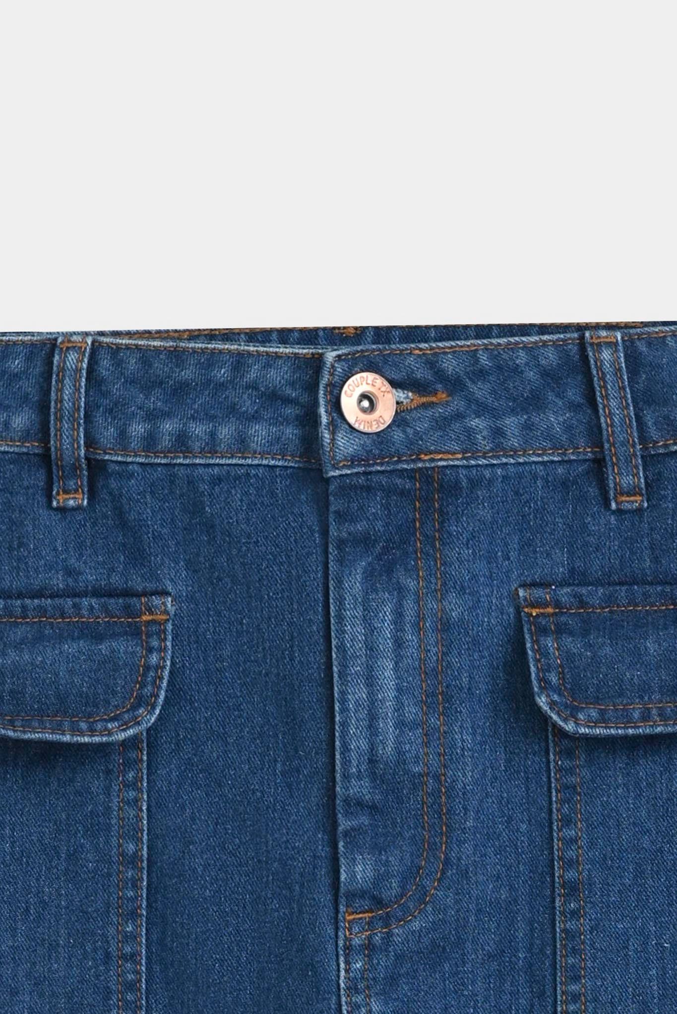 Váy Nữ Midi Jeans Diễu Chỉ Nổi WSK 2020 -