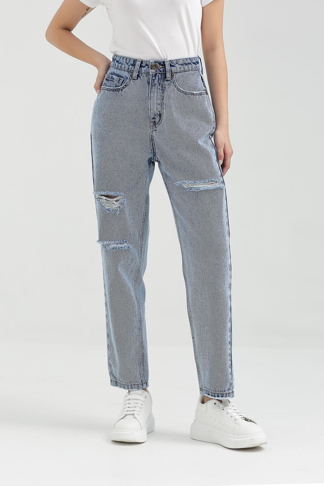 Quần Jeans Nữ Mom Fit Wash Rách WJE 2015 -